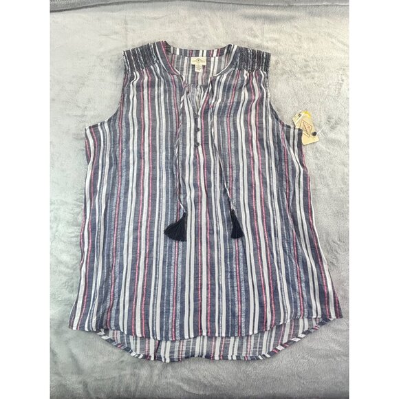 St. John's Bay Blouse Women's XL Sleeveless Striped Top NWT - Picture 1 of 10